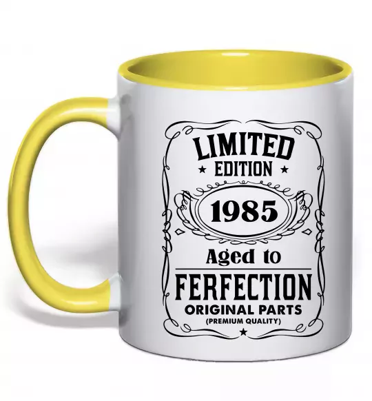 Чашка з кольоровою ручкою Limited edition original parts Сонячно жовтий фото