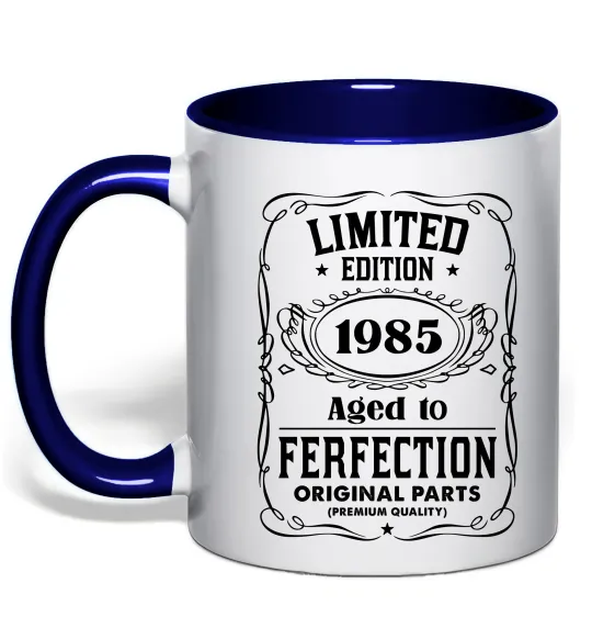 Чашка з кольоровою ручкою Limited edition original parts Глибокий темно-синій фото