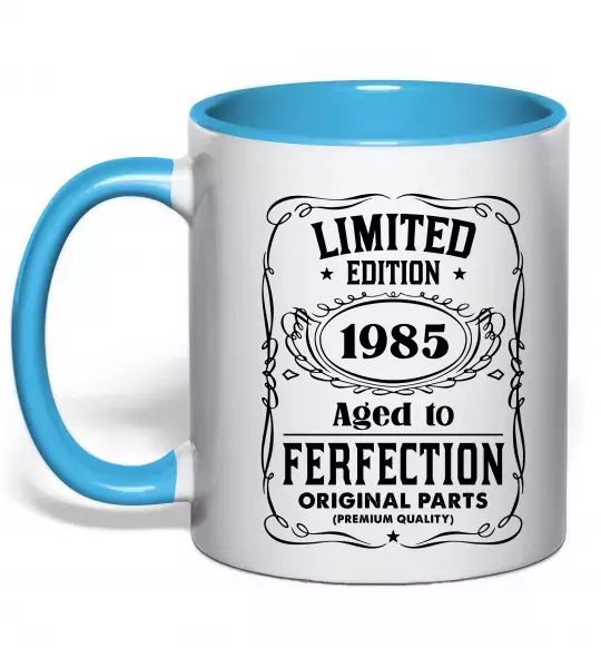 Чашка з кольоровою ручкою Limited edition original parts Блакитний фото