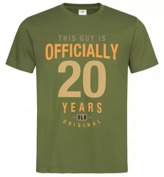 Мужская футболка Officially 20 years Оливковый фото