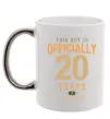 Чашка з кольоровою ручкою Officially 20 years Срібло фото
