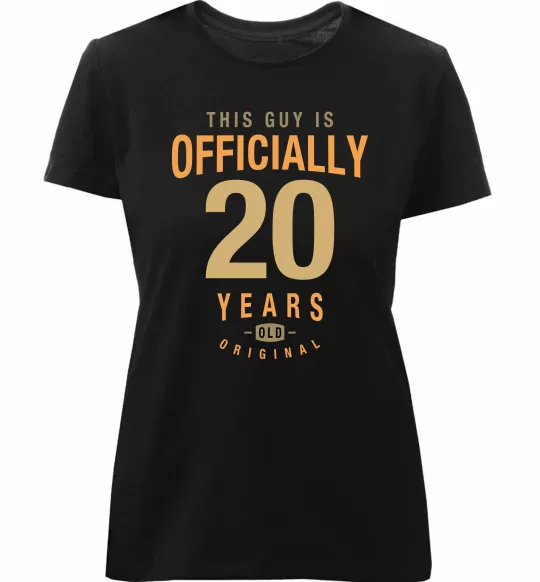 Женская премиум футболка Officially 20 years Черный фото