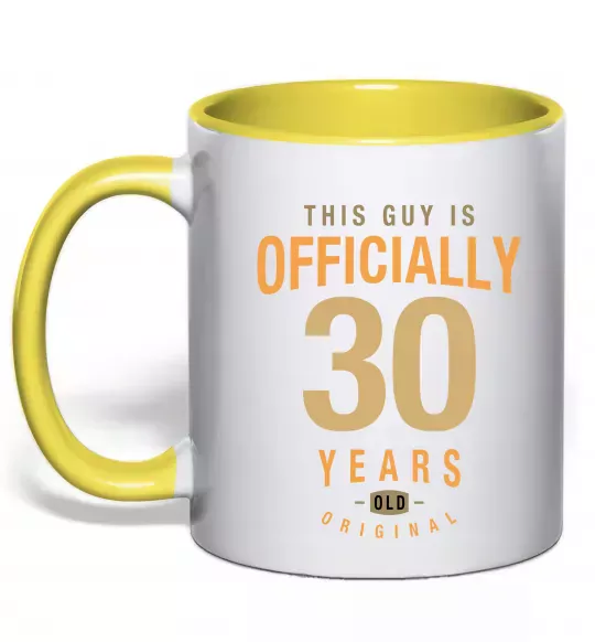 Чашка с цветной ручкой Officially 30 years Солнечно желтый фото