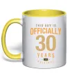 Чашка с цветной ручкой Officially 30 years Лимонный фото