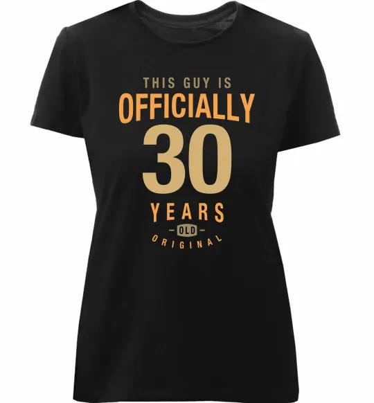 Женская премиум футболка Officially 30 years Черный фото