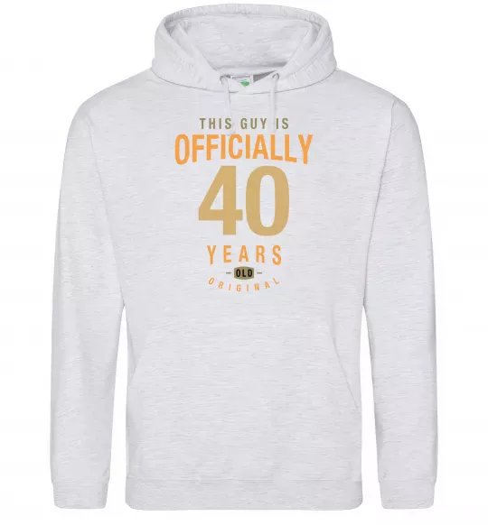 Мужская толстовка (худи) Officially 40 years Серый меланж фото