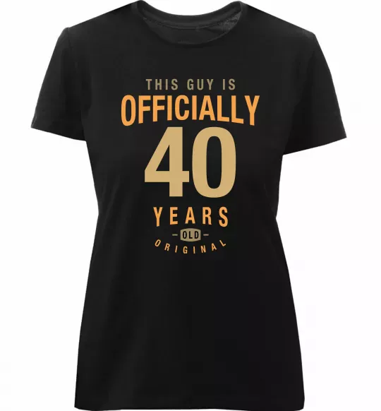 Женская премиум футболка Officially 40 years Черный фото