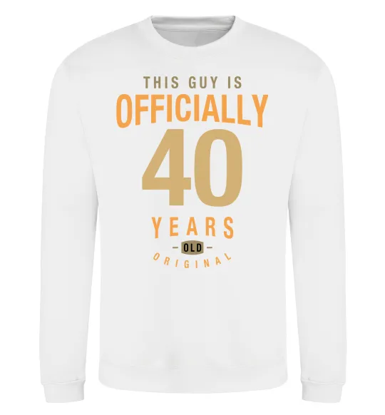 Світшот Officially 40 years Білий фото