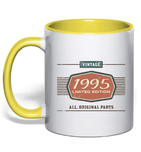 Чашка з кольоровою ручкою Vintage limited edition original parts Сонячно жовтий фото