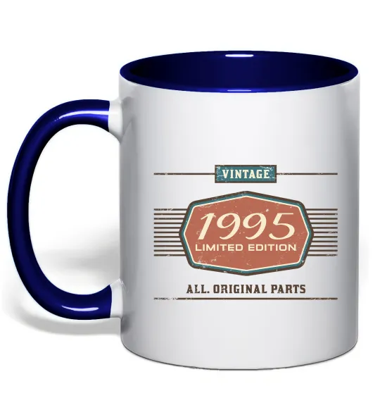 Чашка з кольоровою ручкою Vintage limited edition original parts Глибокий темно-синій фото