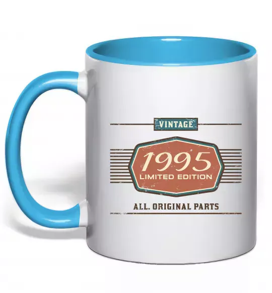 Чашка з кольоровою ручкою Vintage limited edition original parts Блакитний фото