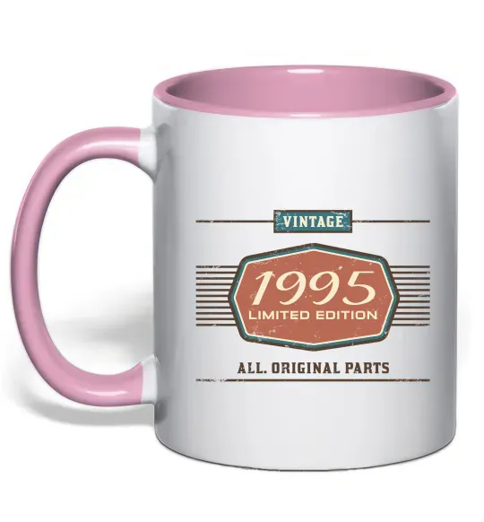 Чашка з кольоровою ручкою Vintage limited edition original parts Ніжно рожевий фото