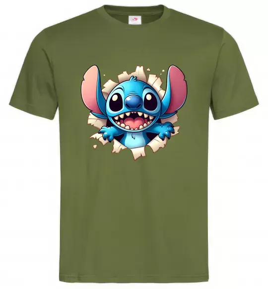 Мужская футболка Стіч Оливковый фото