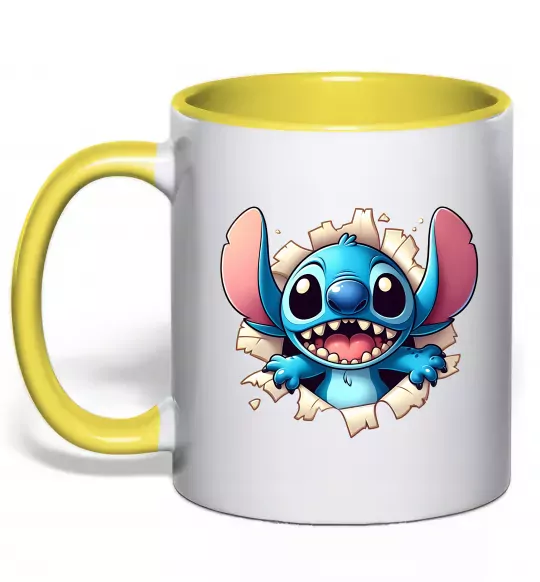 Чашка с цветной ручкой Стіч Солнечно желтый фото