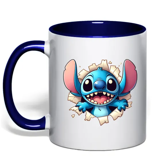 Чашка с цветной ручкой Стіч Глубокий темно-синий фото