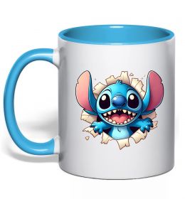 Чашка с цветной ручкой Стіч