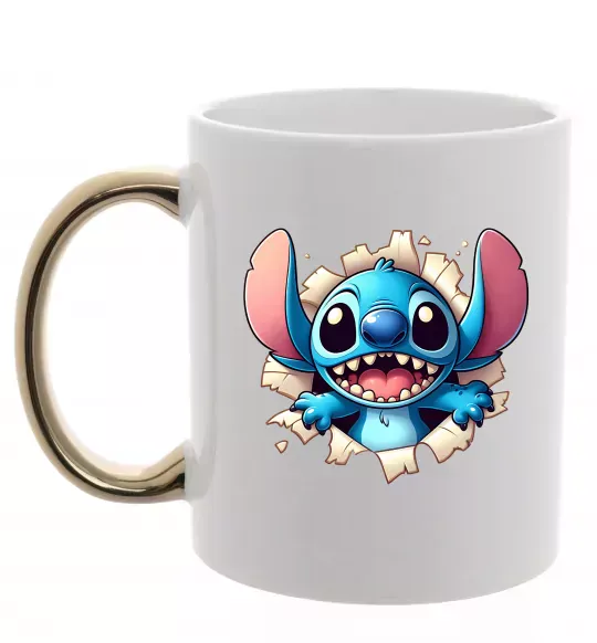 Чашка с цветной ручкой Стіч Золото фото