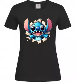 Женская футболка Стіч Черный фото