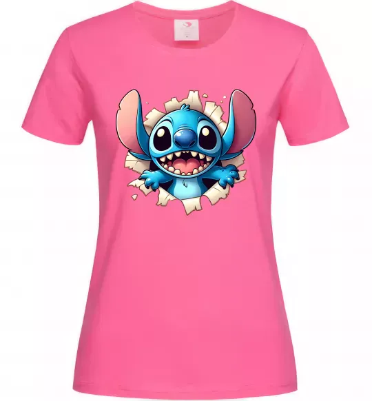 Женская футболка Стіч Ярко-розовый фото