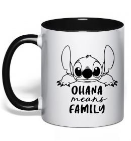 Чашка с цветной ручкой Ohana means family