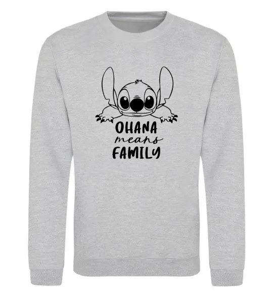 Свитшот Ohana means family Серый меланж фото