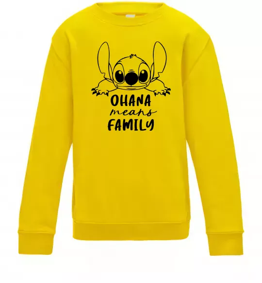 Детский Свитшот Ohana means family Солнечно желтый фото