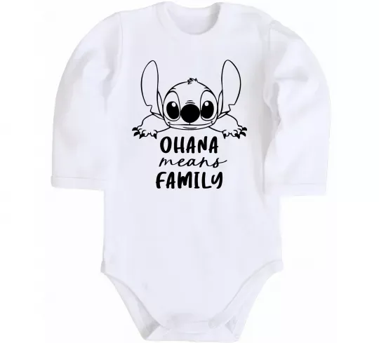 Дитячий бодік Ohana means family Білий фото