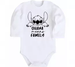 Детский боди Ohana means family Белый фото