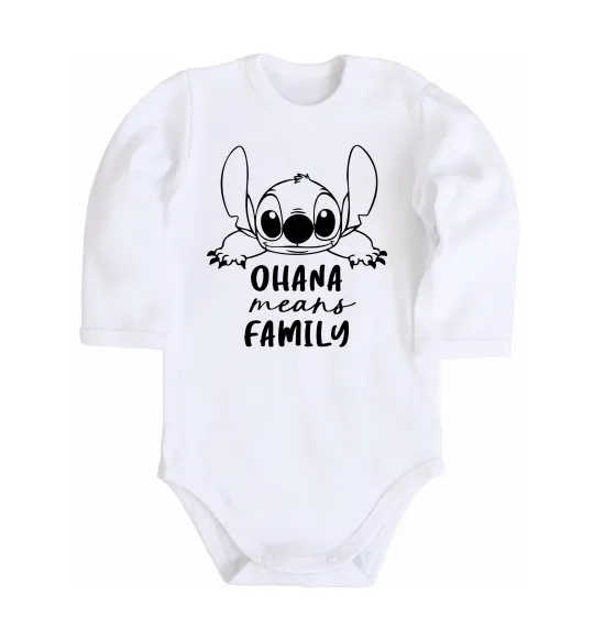 Детский боди Ohana means family Белый фото