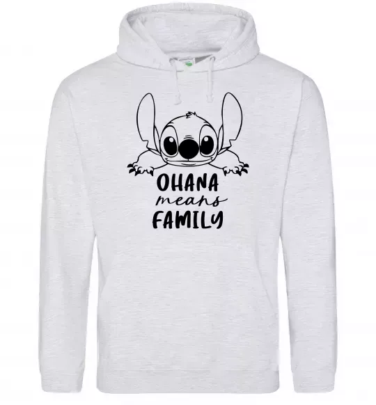 Женская толстовка (худи) Ohana means family Серый меланж фото