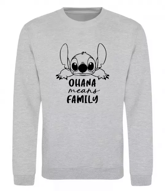 Свитшот Ohana means family Серый меланж фото