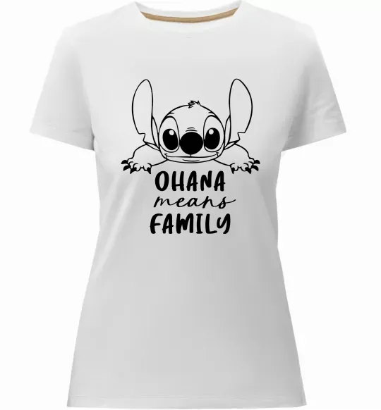 Женская премиум футболка Ohana means family Белый фото