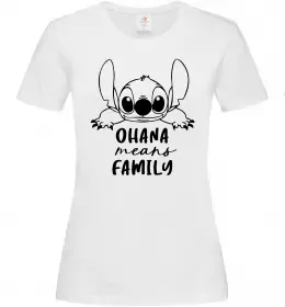 Женская футболка Ohana means family Белый фото