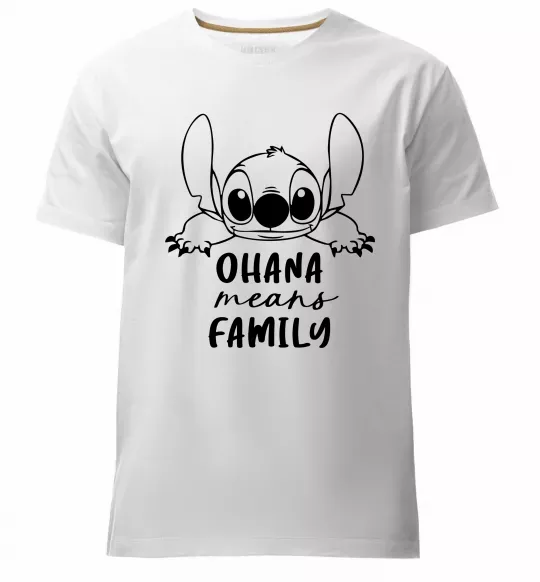 Мужская премиум футболка Ohana means family Белый фото