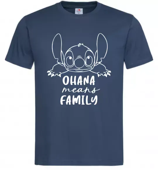 Чоловіча футболка Ohana means family Темно-синій фото