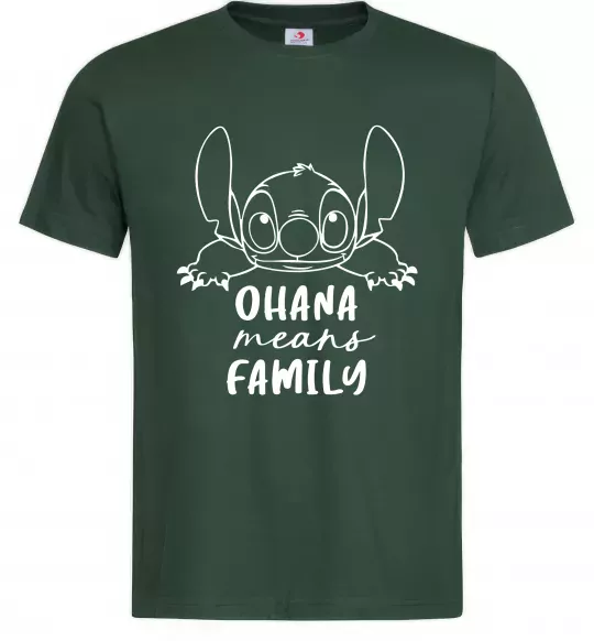 Чоловіча футболка Ohana means family Темно-зелений фото