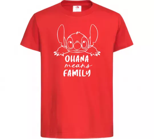 Детская футболка Ohana means family Красный фото