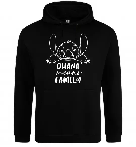 Мужская толстовка (худи) Ohana means family Черный фото