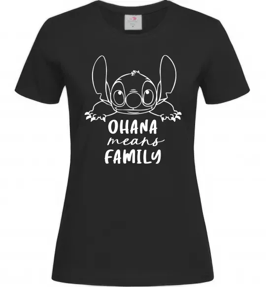 Женская футболка Ohana means family Черный фото