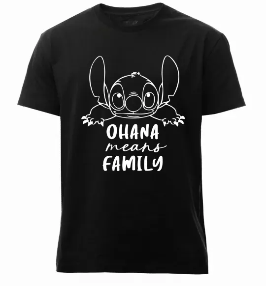 Мужская премиум футболка Ohana means family Черный фото