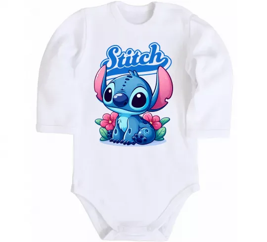 Детский боди Stitch з квітами Белый фото