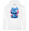 Мужская толстовка (худи) Stitch з квітами Белый фото