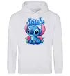 Мужская толстовка (худи) Stitch з квітами Серый меланж фото