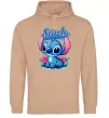 Мужская толстовка (худи) Stitch з квітами Песочный фото