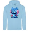 Мужская толстовка (худи) Stitch з квітами Голубой фото