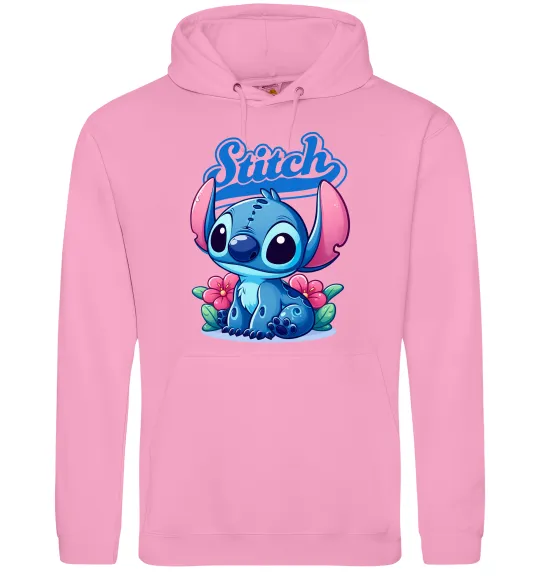 Женская толстовка (худи) Stitch з квітами Розовый фото