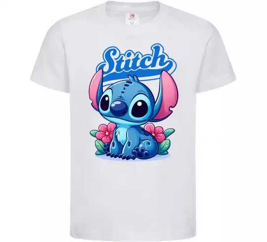 Детская футболка Stitch з квітами Белый фото