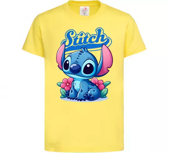 Детская футболка Stitch з квітами Лимонный фото