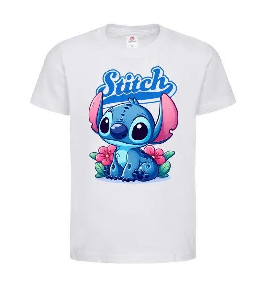 Детская футболка Stitch з квітами Белый фото
