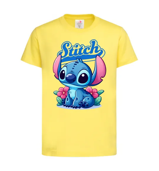 Детская футболка Stitch з квітами Лимонный фото